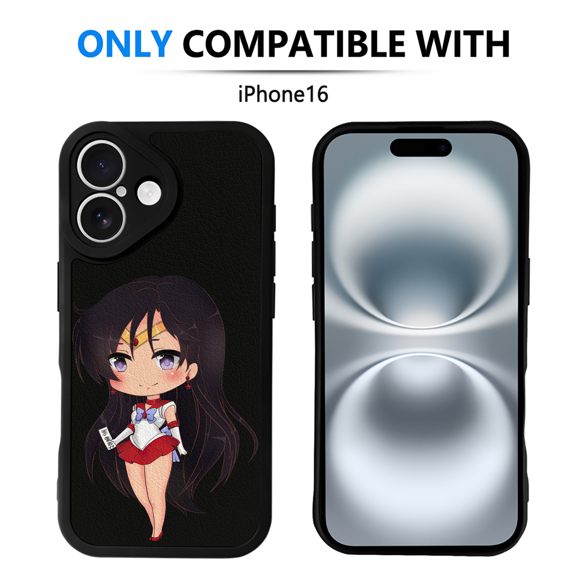 （画像用） 美少女戦士セーラームーン 火野レイ ひの レイ Sailor Moon Hino Rei （セーラーマーズ,Sailor Mars） 【iPhone 16シリーズ対応】シリコンスマホケース（レザー調） 材質：シリコン